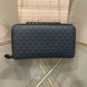 Emporio Armani Black Patterned Wallet